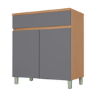 Balcão 2 Portas 1 Gaveta 80x91x45cm Madeira Carvalho e Titânio Realeza Nesher