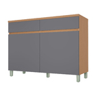 Balcão 2 Portas 2 Gavetas 80x91x45cm Madeira Carvalho e Titânio Realeza Nesher