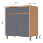 Balcão 2 Portas 1 Gaveta 80x91x52cm Madeira Carvalho e Titânio Condessa Nesher