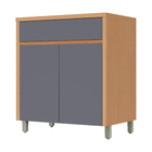Balcão 2 Portas 1 Gaveta 80x91x52cm Madeira Carvalho e Titânio Condessa Nesher