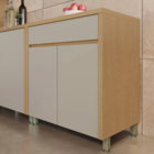 Balcão 2 Portas 1 Gaveta 80x91x52cm Madeira Carvalho Greige Condessa Nesher