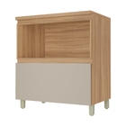 Balcão 1 Porta 1 Gaveta 80x91x52cm Madeira Nature e Greige Rainha Nesher