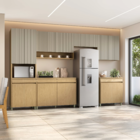 Balcão 2 Portas 1 Gaveta 91x120x54,5cm Madeira Carvalho Greige Simone Mendes Nesher