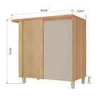 Balcão 1 Porta 92x91x52cm Madeira Nature e Greige Rainha Nesher