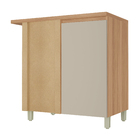 Balcão 1 Porta 92x91x52cm Madeira Nature e Greige Rainha Nesher
