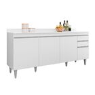 Balcão Ágatha 4 Portas 180cm S/ Tampo Branco  - Vallisa Decor