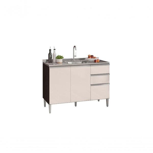 Balcão Aline Para Pia 120 Cm Chocolate/offwhite - Poquema