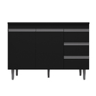 Balcão Andréia 100cm Com Tampo 2 Portas 3 Gavetas Preto - Wed