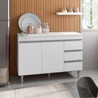 Balcão Andréia 120cm Com Tampo 2 Portas 3 Gavetas Branco - We