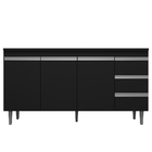 Balcão Andréia 160cm Com Tampo 3 Portas 3 Gavetas Preto - Wed
