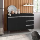 Balcão Andréia A03 120cm Com Tampo 2 Portas 3 Gavetas Preto -