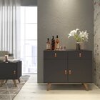 Balcão Aparador 2 Portas 2 Gavetas Play Artemobili Preto/gara