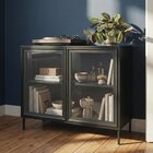 Balcão Aparador 2 Portas De Vidro 1 Prateleira Preto