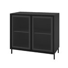 Balcão Aparador 2 Portas De Vidro 1 Prateleira Preto