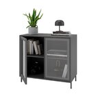 Balcão Aparador 2 Portas De Vidro 1 Prateleira Preto