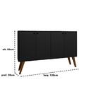 Balcão Aparador Buffe Retro 4 Pts Preto Lituania Brienza