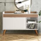 Balcao Aparador Buffet 120 Cm Off White Cristal Ripado Madeir