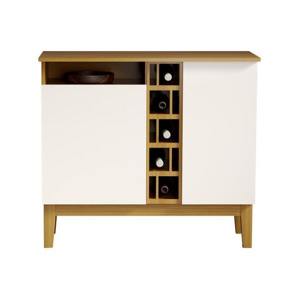 Balcão Aparador Buffet 2 Portas 1 Nicho 1 Adega P/ 5 Garrafas