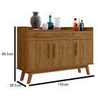 Balcão Aparador Buffet 3 Portas 1 Gaveta Gênova G03 Canela -