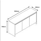 Balcão Aparador Buffet 3 Portas 1 Gaveta Madrid C14 Preto - M