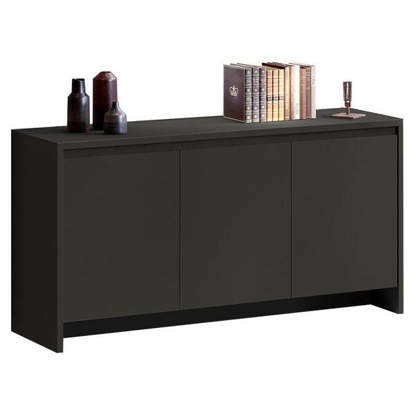 Balcão Aparador Buffet 3 Portas 1 Gaveta Madrid C14 Preto - M