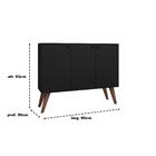 Balcão Aparador Buffet 3 Portas Preto Casa Mobilia