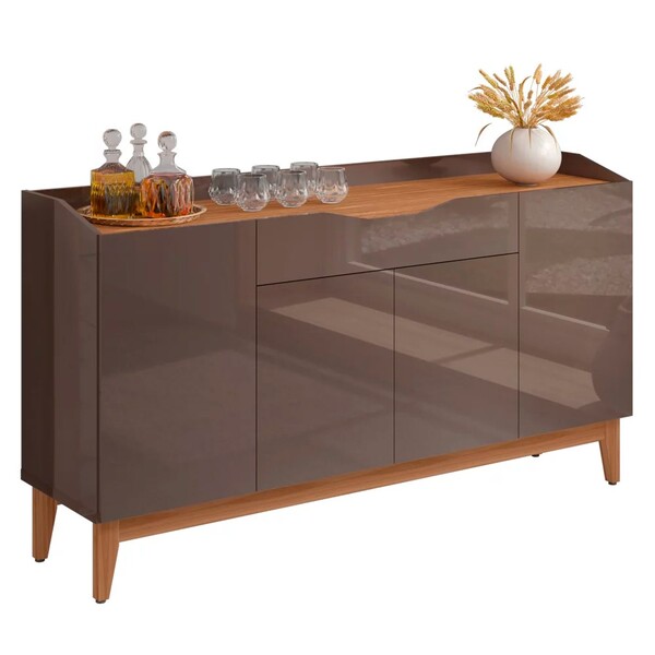 Balcão Aparador Buffet 4 Portas 1 Gaveta Ravena C14 Cinza Per