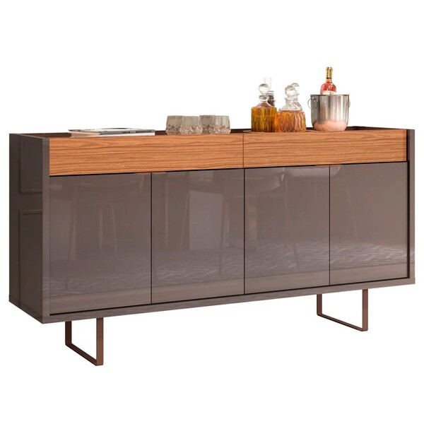 Balcão Aparador Buffet 4 Portas 2 Gaveta Berlim C14 Cinza Per