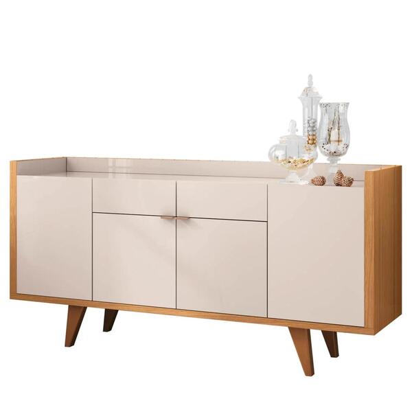 Balcão Aparador Buffet 4 Portas Sinfonia H01 Off White/cinamo