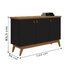 Balcão Aparador Buffet Absoluto 3 Portas Com Pés De Madeira R