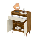 Balcão Aparador Buffet Horus Retrô Freijó Com Off White Ej