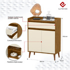Balcão Aparador Buffet Horus Retrô Freijó Com Off White Ej