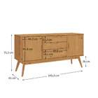 Balcao Aparador Buffet Madeira 2 Portas 3 Gavetas Tivoli - Ma