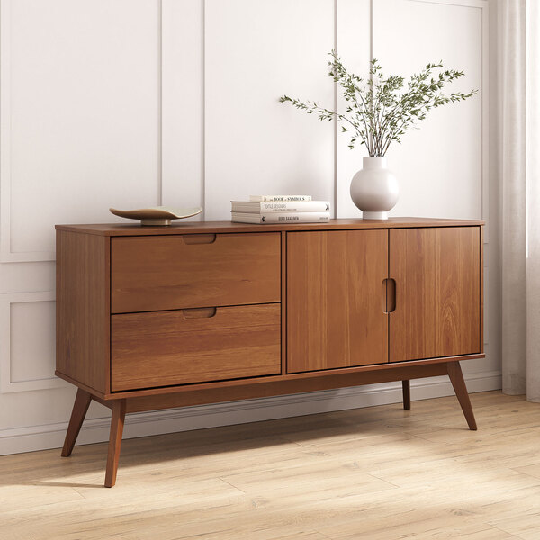 Balcao Aparador Buffet Madeira Maciça 2 Portas 2 Gavetas Tivo