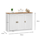 Balcão Aparador Buffet Madeira Maciça 3 Portas Bolton - Branc