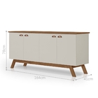 Balcão Aparador Buffet Nicole 4 Portas Off White E Madeira