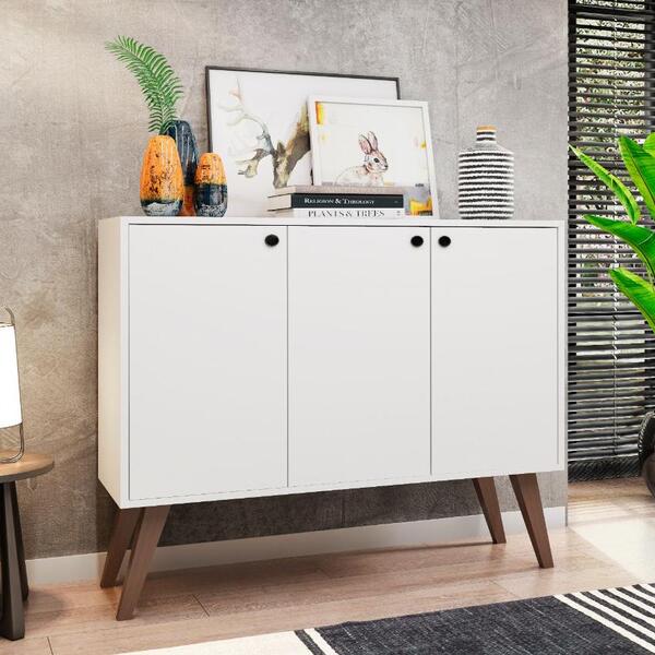 Balcão Aparador Buffet Retrô 3 Portas Com Pés Palito Brienza