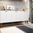 Balcão Aparador Buffet Retrô 6 Portas Com Pés Palito Branco B