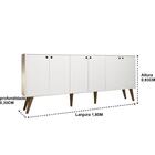 Balcão Aparador Buffet Retrô 6 Portas Com Pés Palito Branco C