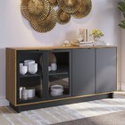Balcão Aparador Buffet Vicky C05 Noce Milano/preto Fosco - Mp