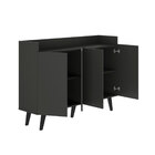 Balcão Aparador Para Sala 120 X 88 Cm 4 Portas Pés Madeira Md