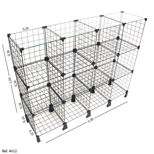 Balcão Aramado Com Tampo De Vidro - 1,20 X 1,00 X 0,30