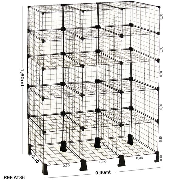 Balcão Aramado Preto -  0,90 X 1,60 X 0,40