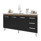 Balcão Armário Cozinha Gabinete Para Pia 148 Cm 3 Gavetas E 3