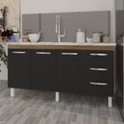 Balcão Armário Cozinha Gabinete Para Pia 148 Cm 3 Gavetas E 3