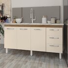 Balcão Armário Cozinha Gabinete Para Pia 148 Cm 3 Gavetas E 3