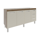 Balcão Armário Cozinha Gabinete Para Pia 148 Cm 3 Gavetas E 3