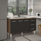 Balcão Armário Cozinha Gabinete Pia De 140 Cm Carine Com 3 Po