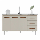 Balcão Armário Cozinha Gabinete Pia De 140 Cm Carine Com 3 Po