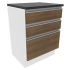 Balcão Armário De Cozinha 100% Mdf 60 Cm 3 Gavetas Branco/rus